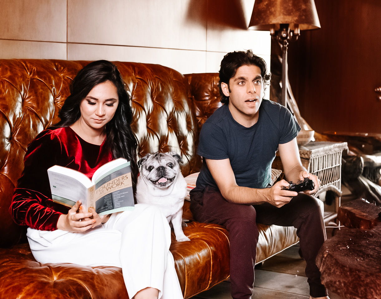 Arjita and Anshul relaxing at home